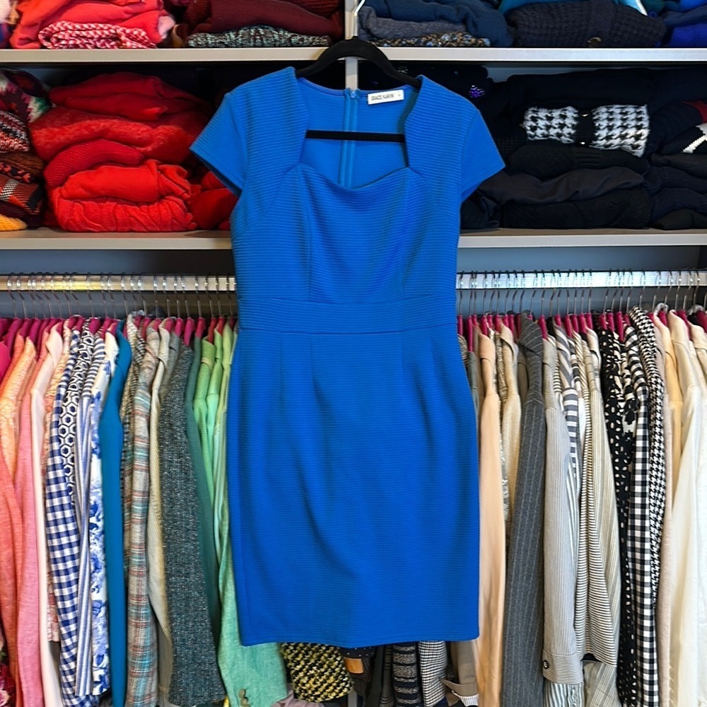 Grace Karin blue cap sleeve back zipper closure dress size L